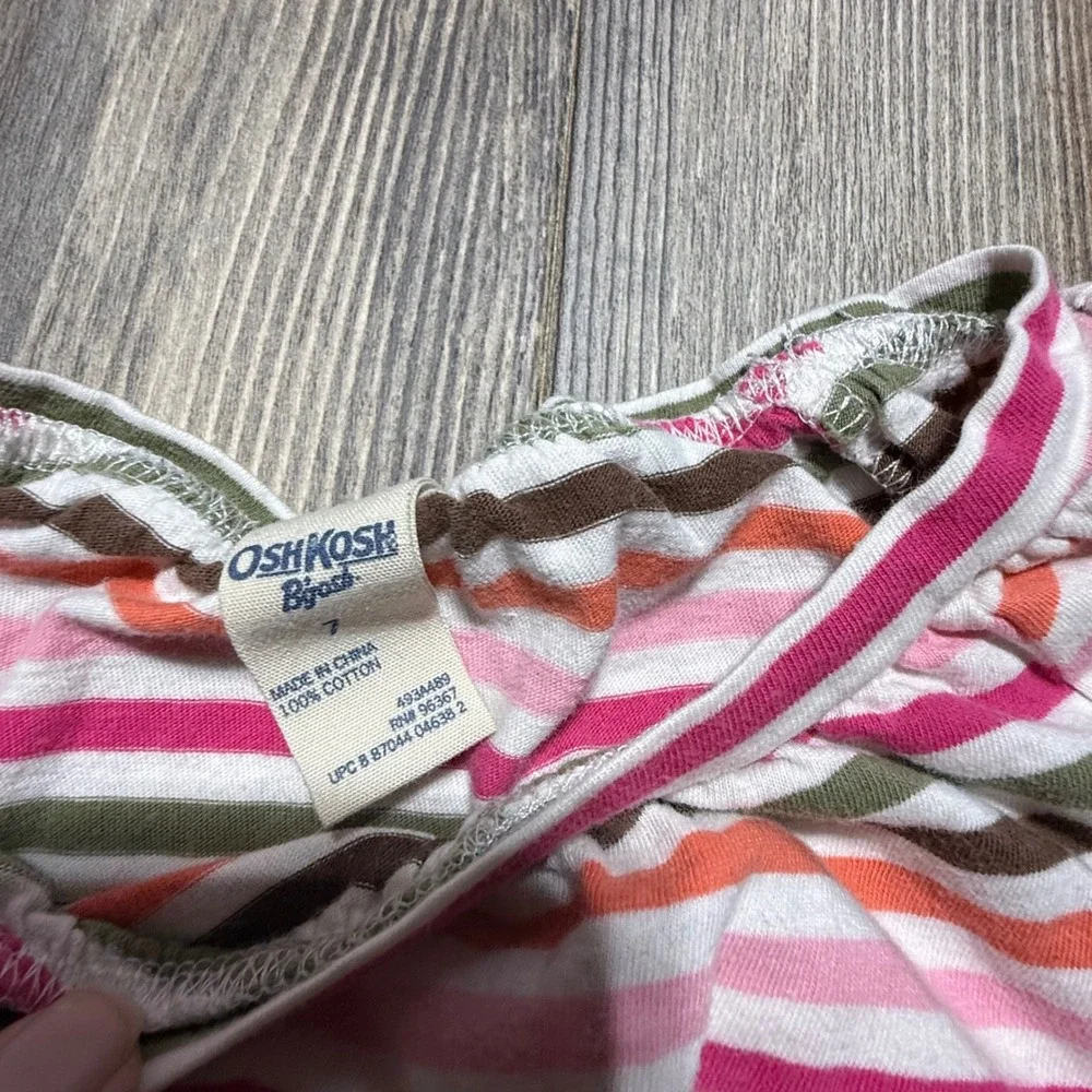OshKosh B'gosh Girls Multi Color Striped Long Sleeve Cotton Top Size 7